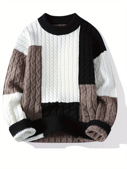 Men’s warm Knitted Pullover Sweater Ribbed Crew Neck Tops Long Sleeve Casual Wear Sweatshirt | 8373