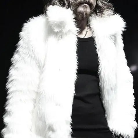 Herren Winter Plüschmantel | Mittellange Wollpelzjacke für ultimative Wärme und Stil | 202015 