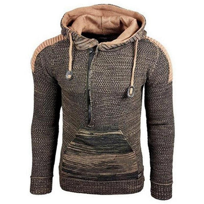 Men's Stylish Winter Warm Hooded Zip Neck Long Sleeve Sweater Jumper Sweatshirt