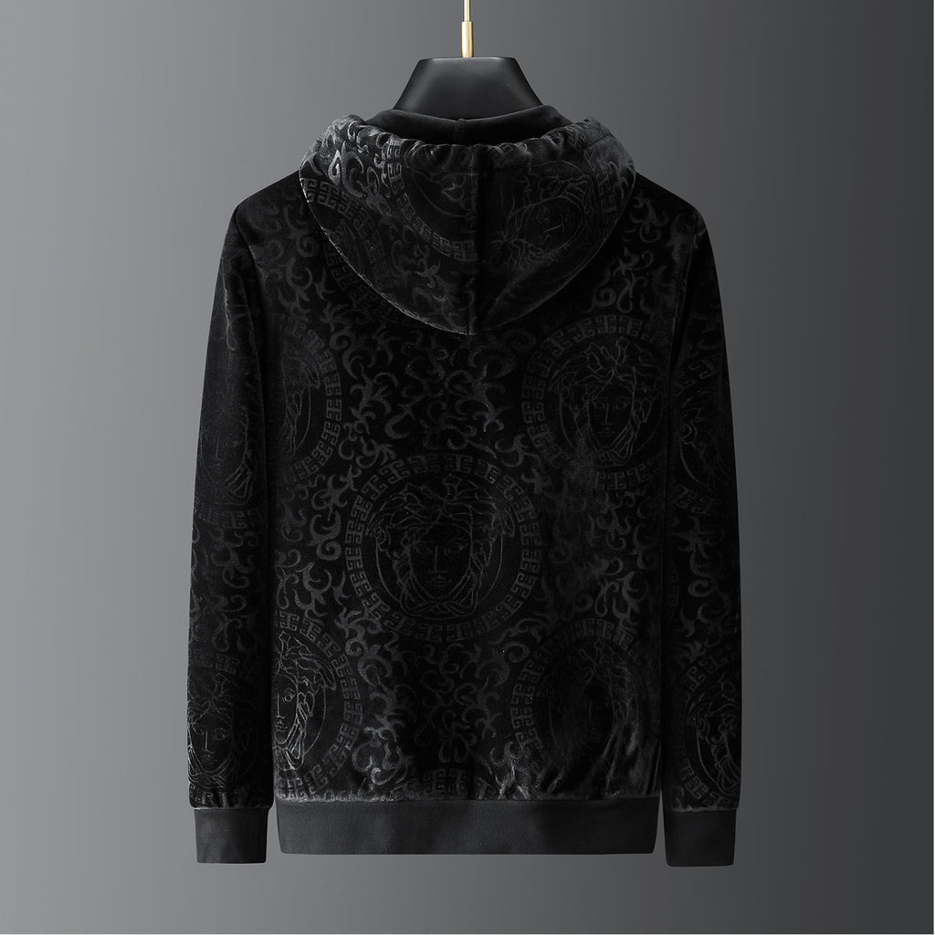 Hochwertiger, warmer, vielseitiger 2-teiliger Sportanzug mit Kapuze aus Samtstoff | 2091 