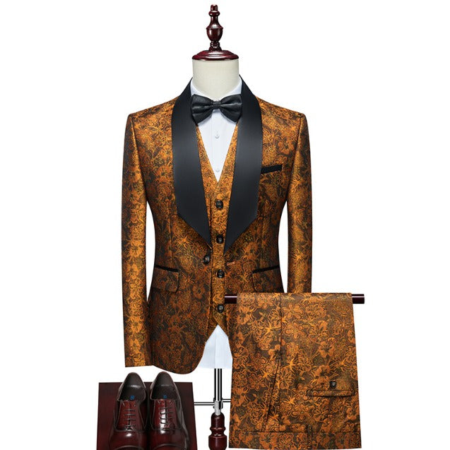 Completo da uomo 3 pezzi smoking set motivo floreale qualità premium blazer gilet e pantaloni set 3 pezzi festa di nozze e occasioni festive | 802 