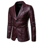 Herrenanzug Lederjacke Casual Classic Business Motorrad PU Leder Blazer Mantel | 1412 