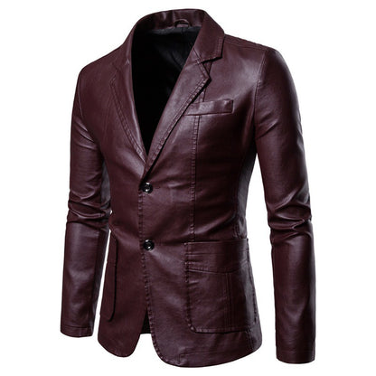 Veste de costume en cuir PU pour homme, décontractée, classique, pour moto, pour affaires | 1412 