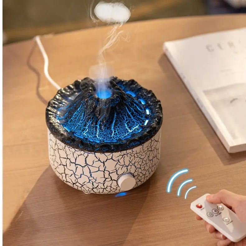 Diffuseur d'huiles essentielles de volcan fissuré de lave, simulation de jet de méduse, effet de flamme de feu, humidificateur d'air, diffuseur domestique | V21b pro 