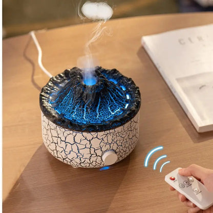 Diffuseur d'huiles essentielles de volcan fissuré de lave, simulation de jet de méduse, effet de flamme de feu, humidificateur d'air, diffuseur domestique | V21b pro 