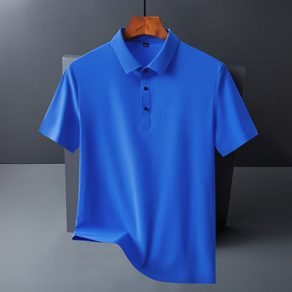 Herren Sommer Nahtloses T-Shirt Aus Eisseide Einfarbig Kurzarm Lässiges Stretch-Poloshirt | Y678 