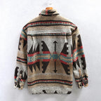 Herren Vintage Loose Fit Ethnic Aztec Geometric Print Shirt Top Pocket Woolen Shacket Plus Size Jacke | SYG-2580 