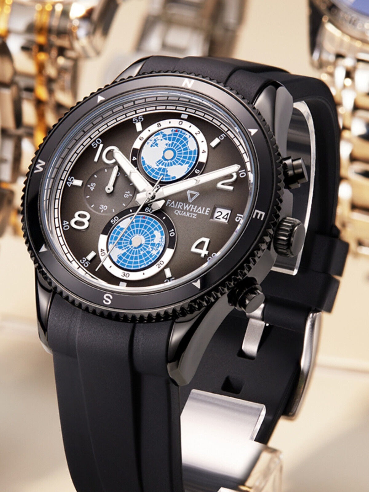 Luxus-Designer-Herrenuhr mit Silikonarmband, wasserdicht, leuchtend, Chronograph, Quarz | 5730 