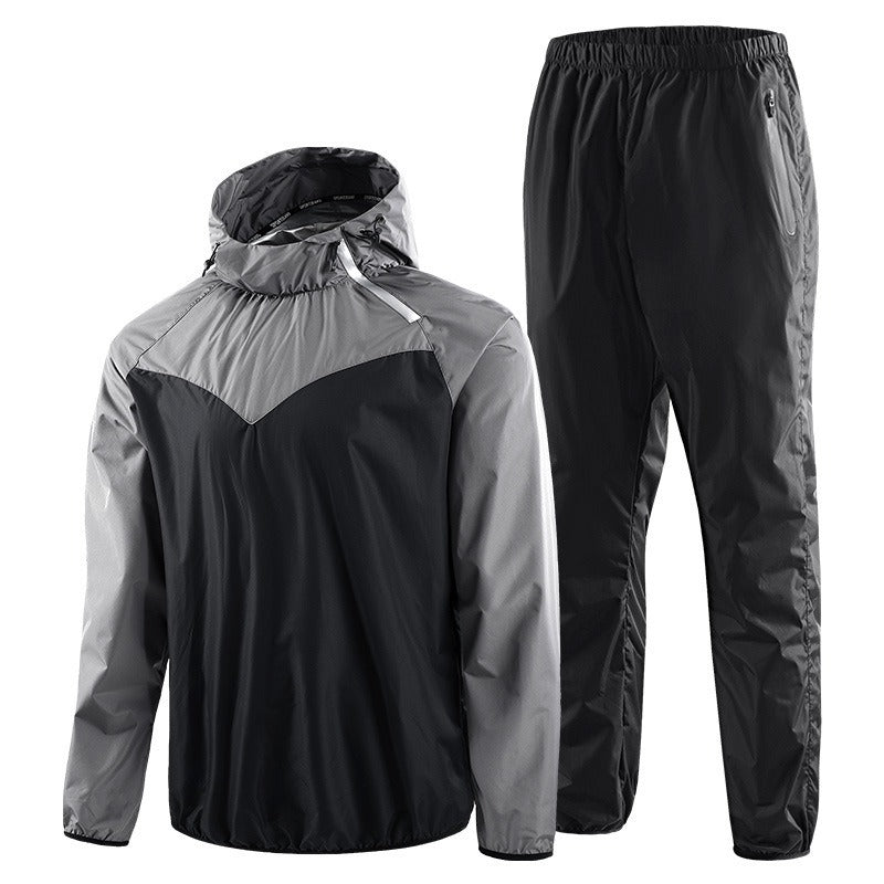 Men's Running Pullover Two-Piece Set Weight Loss Control Body Fat Sauna Sweat Suit  | YJ9681