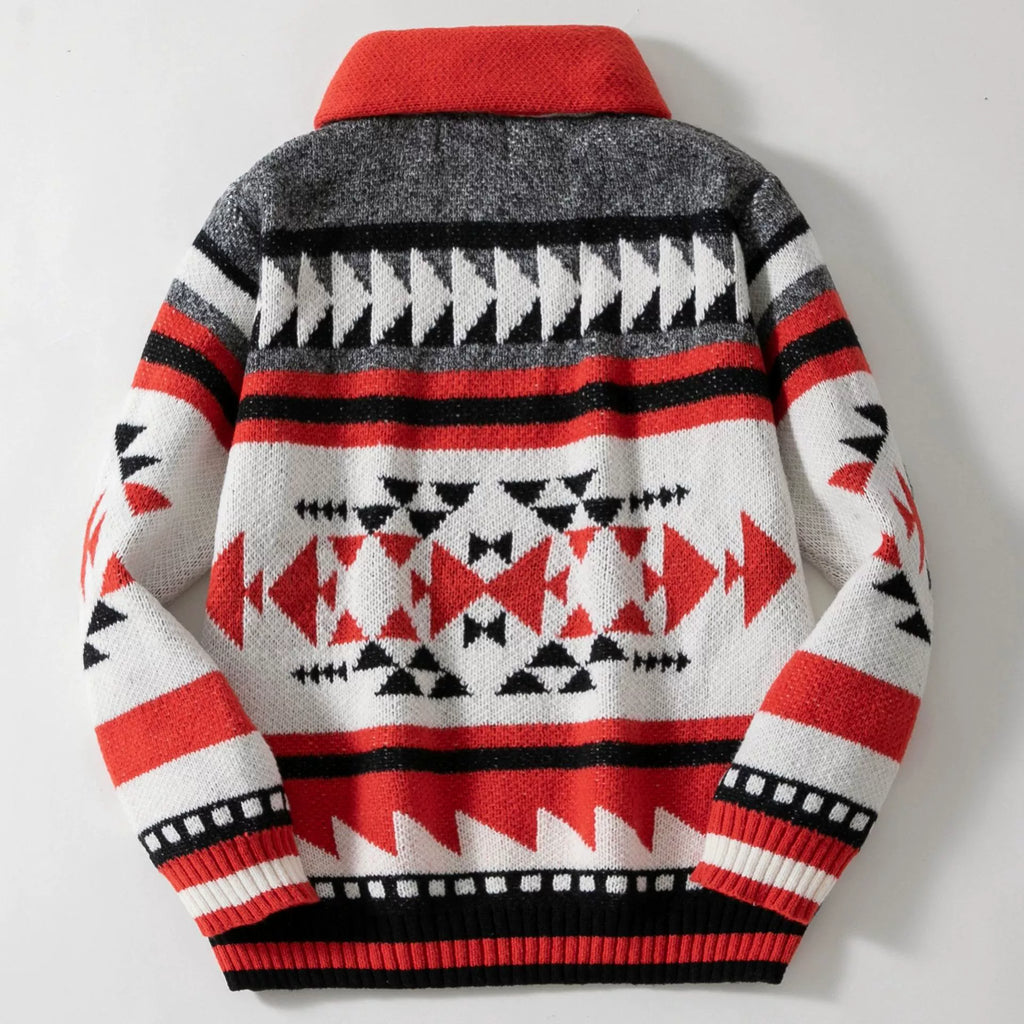 Herren-Strickjacke mit Reißverschluss, europäischer und amerikanischer Jacquard-Pullover mit langen Ärmeln und Revers | SY0012 