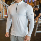 Schnelltrocknendes Herren-Lauf-T-Shirt, atmungsaktiv, langärmelig, für Fitnessstudio, Fitness, Sport, Radfahren, Reißverschluss-Shirt | P37 