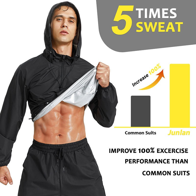 Men Workout Sweat Suit Jacket Fat Burner Top Sauna Sweat Suits Hooded Jacket | 1.1