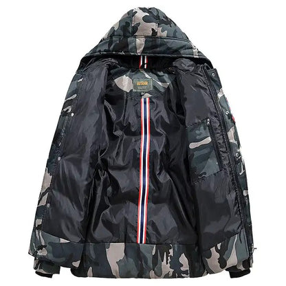 Western Size Down Army Military Camouflage Jersey Thick Winter Warm Puffer Hooded Jacket | K-7711