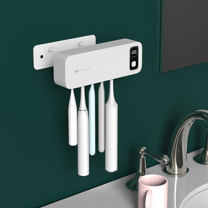 UVC Toothbrush Sterilizer Wall-Mounted Family Holder with USB Charging & Fan Drying | S138