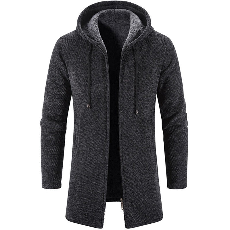 Uomo con cappuccio e cerniera pile maglia maglioni cappotto caldo spesso giacca a vento cappotto | 6619 