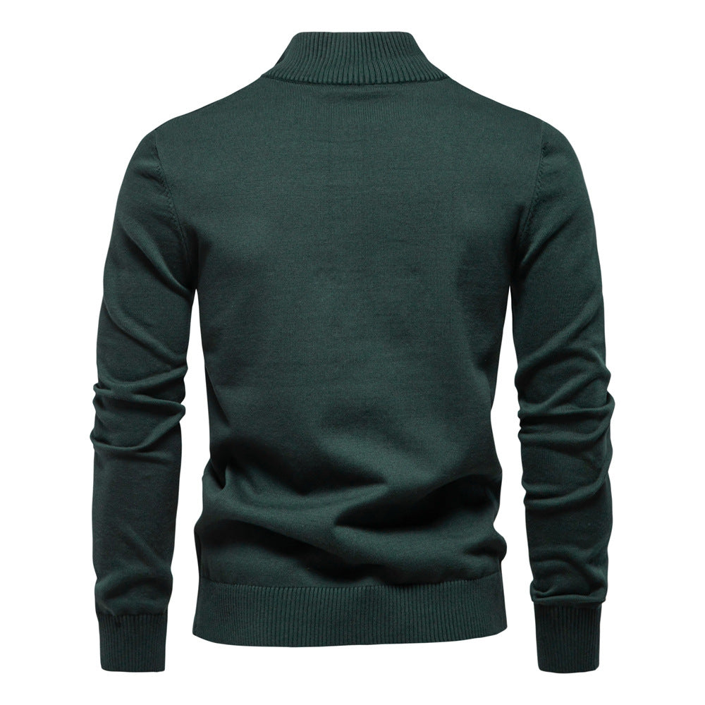 Winter-Rollkragenpullover aus Baumwolle mit Stehkragen, gerippter Business-Streifen für Herren | SW155 