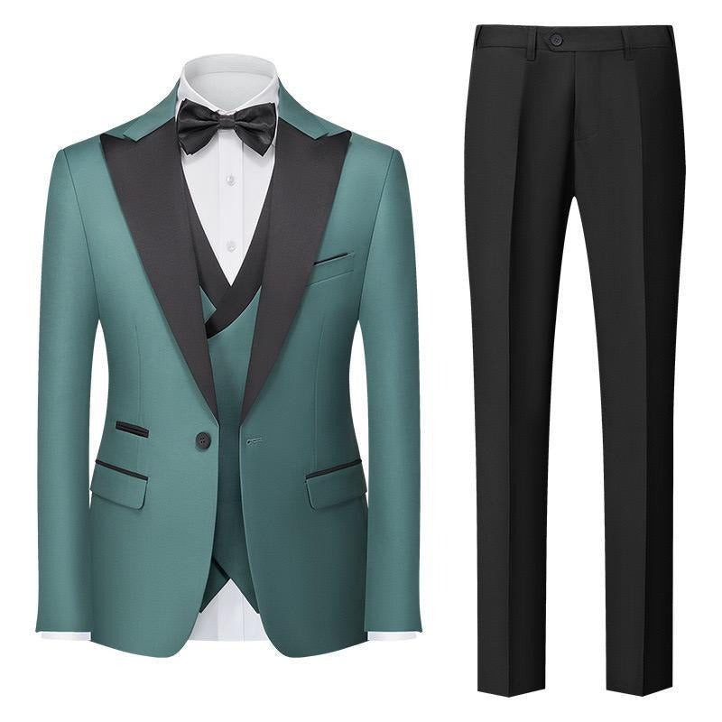 3-teiliger Herrenanzug mit Kragen für Hochzeitsfeiern und formelle Smokings, Jacke mit Hose, Weste, Anzug-Sets | 701 