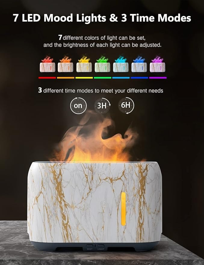 Humidificateur à ultrasons à brume fraîche Aroma Diffuseur d'air 3D Fire Diffuseur d'huiles essentielles Aroma Flame | 