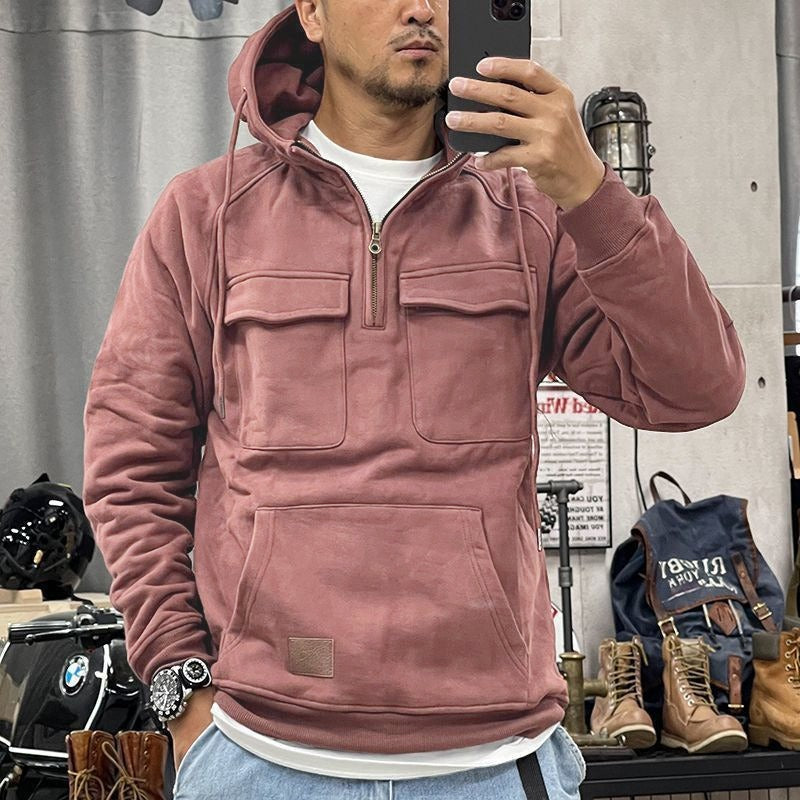 Herren Retro Kapuzenpullover Einfarbig Langarm Hoodie für Herbst &amp; Winter | AL74 
