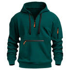Herren-Kapuzenpullover mit einfarbigem Muster, Reißverschluss, gefütterter Kragen, lockere Passform, lässige Sportbekleidung | TZ-28 