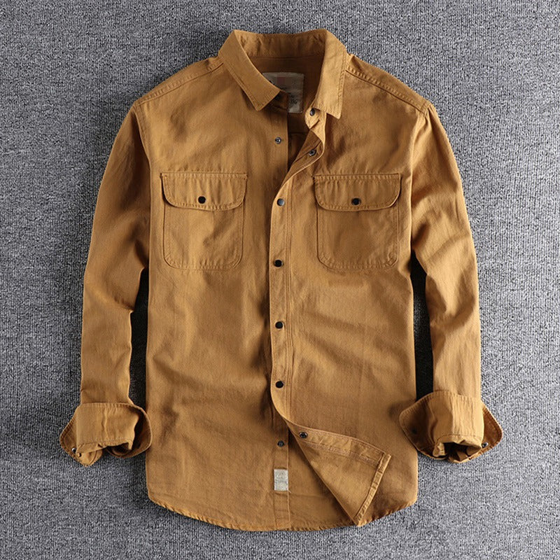 Vintage Workwear Doppeltaschenhemd Retro Casual Classic Shirt Top für Herren | V38 