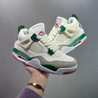 AJ4 Suede Grey High-Top Basketball Sneakers Unisex Cushioned Retro Trainers with Glow Sole & Toon Design