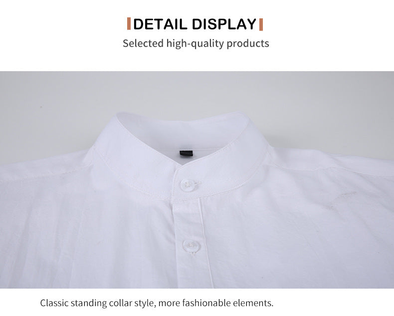 Chemise Henry à boutons solides pour homme, style classique et formel, style polyvalent | M7 