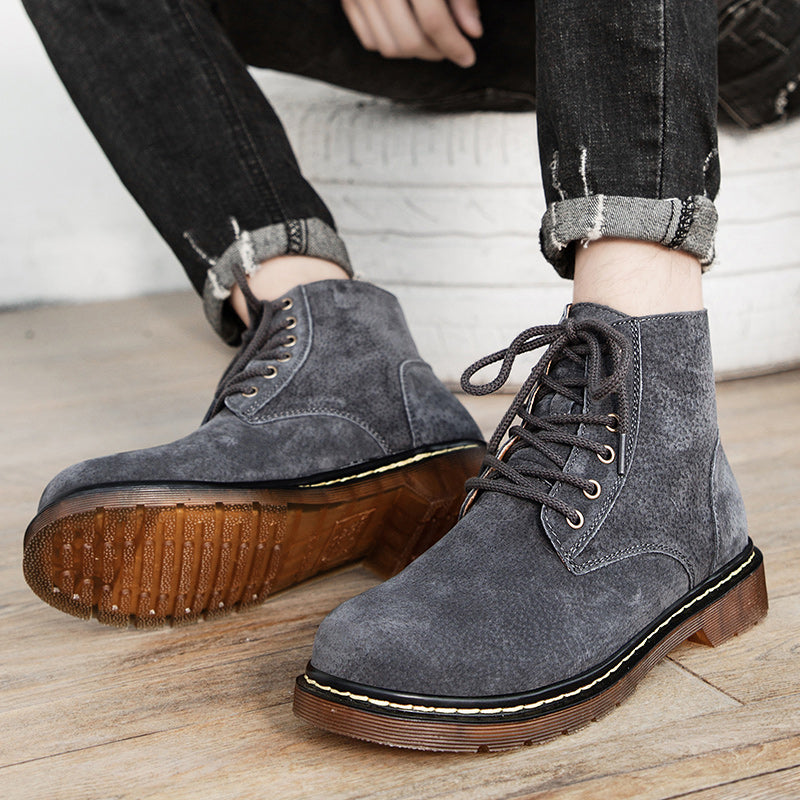 Men's British Retro Leather Ankle Boots Fashionable Thermal Outdoor Footwear | 8916