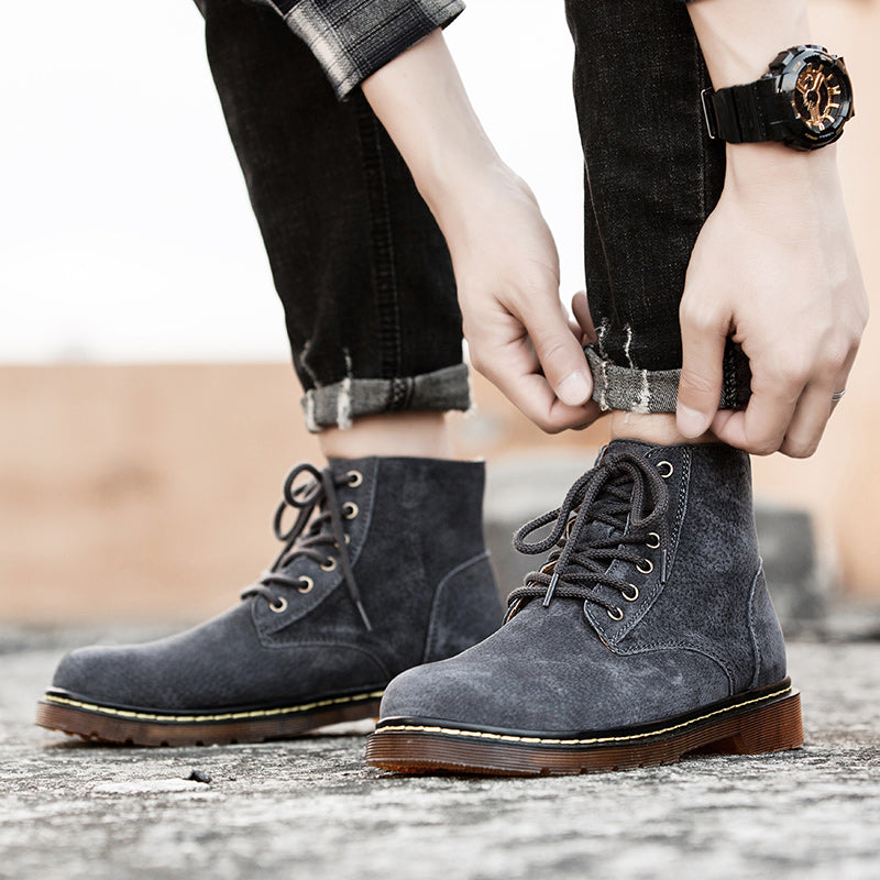 Britische Retro-Lederstiefeletten für Herren, modische Thermo-Outdoor-Schuhe | 8916 