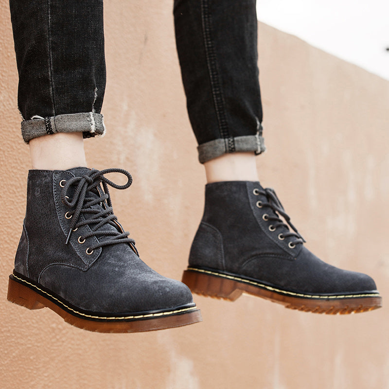 Britische Retro-Lederstiefeletten für Herren, modische Thermo-Outdoor-Schuhe | 8916 