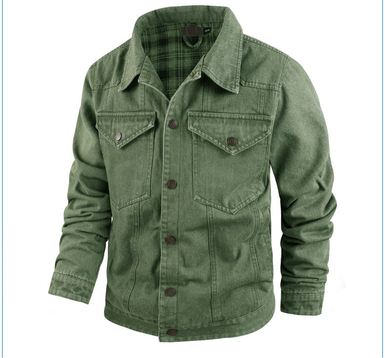 Herren-Truckerjacke im Western-Karo-Flanell-Stil in großer Größe, lässige Jeans-Oberbekleidungsjacke | 3270 
