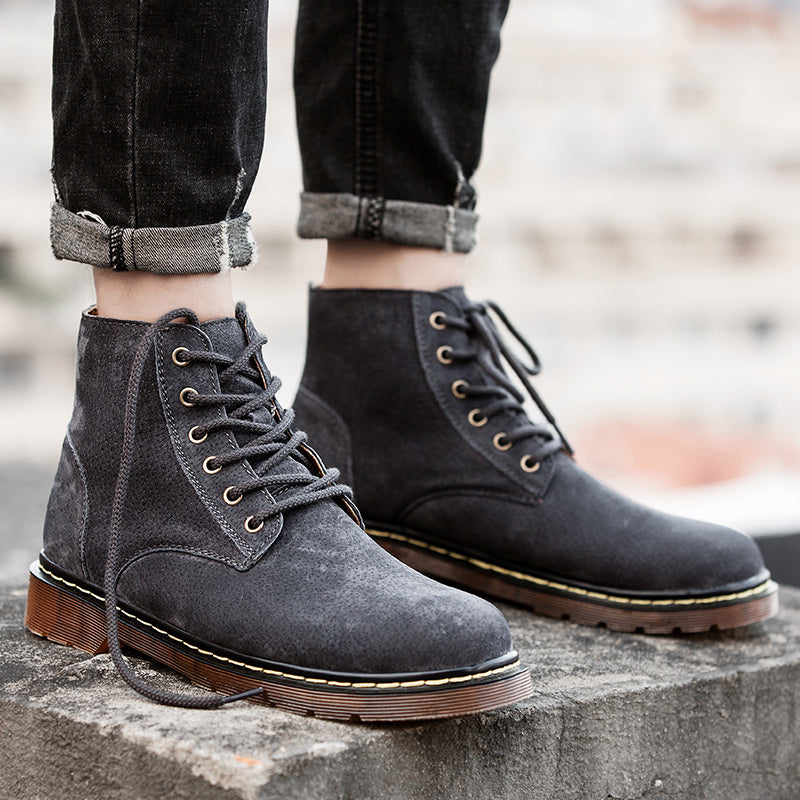 Men's British Retro Leather Ankle Boots Fashionable Thermal Outdoor Footwear | 8916