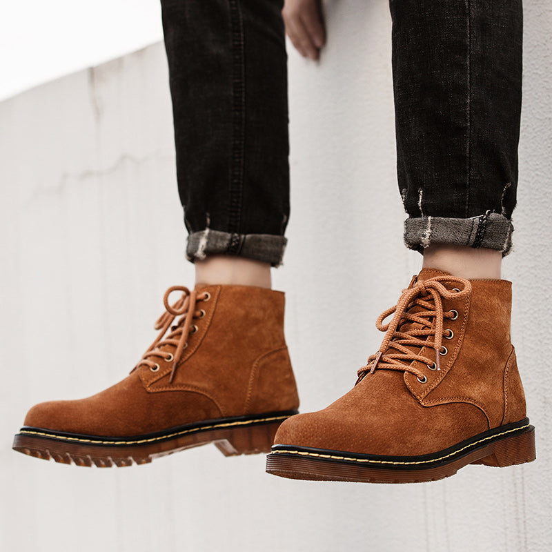 Britische Retro-Lederstiefeletten für Herren, modische Thermo-Outdoor-Schuhe | 8916 