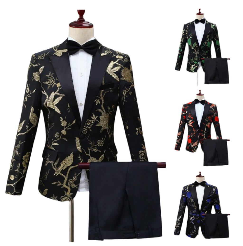 Herren Jacquard Anzug Business Hochzeit Party Smoking Kleid Blazer Hose Slim Fit Smoking | 1003 