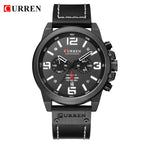 Herren Lederuhr Chronograph Armbanduhr Business Quarz Kalender Militäruhr | 8314 