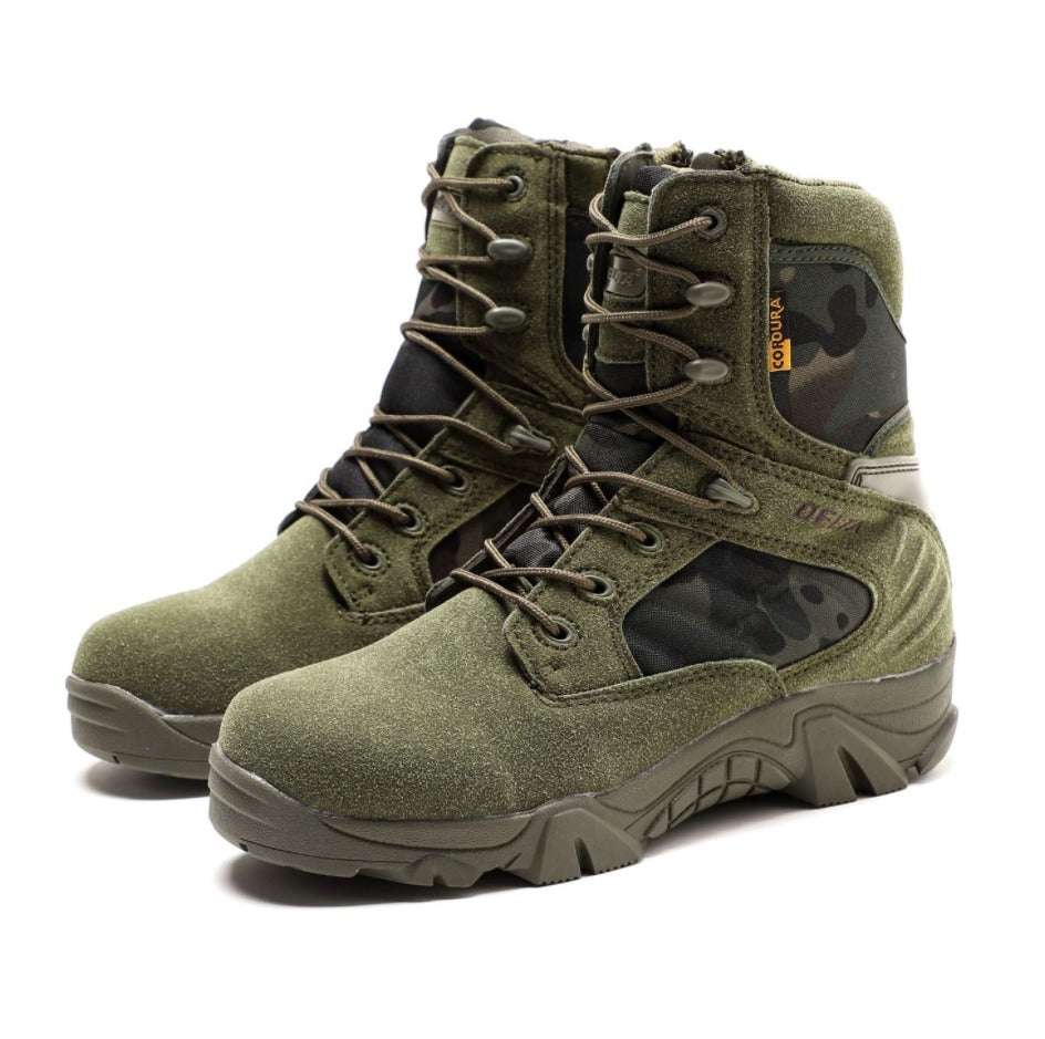 Men's Green Camouflage Delta Tactical Boots Thick Padded Collars Suede Combat Military Grade Shoes