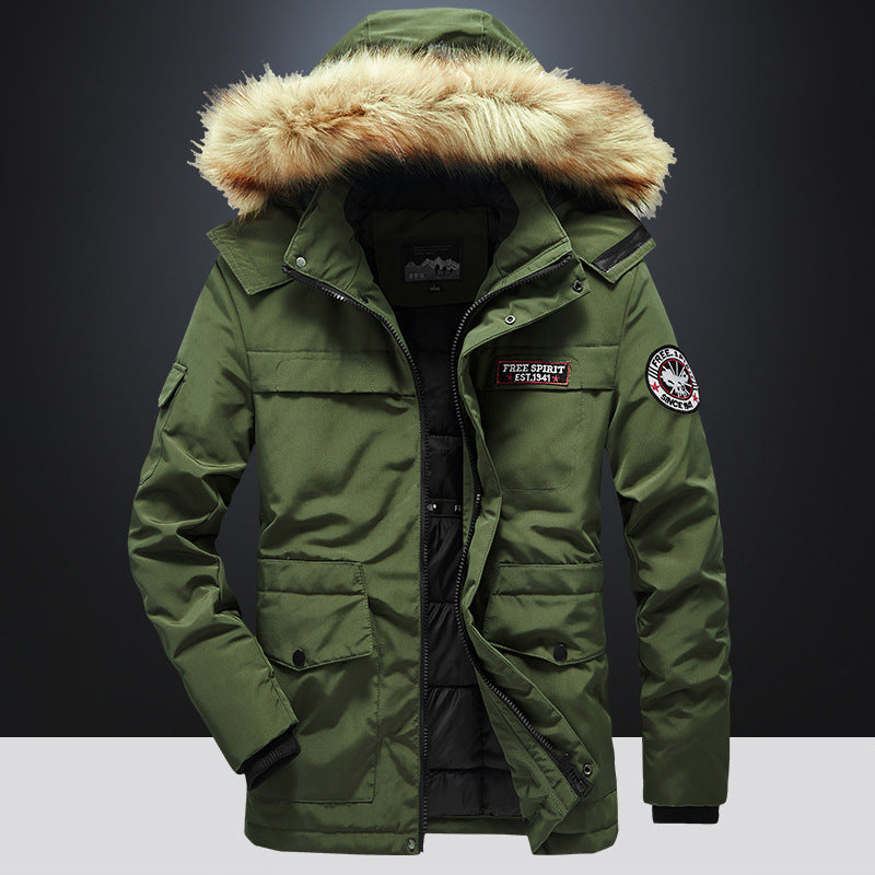 Vielseitige Camouflage-Militärjacke für Herren mit Fleecefutter, Pelzkapuze und mehreren Taschen 