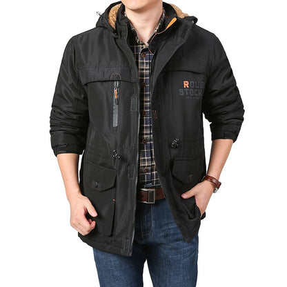 Winter Puffer Jacket Plaid Cotton Military Combat Outdoor Tactical Hooded Parka Coat | 086