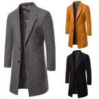 Herren Trenchcoat aus Wolle mit Umlegekragen, lang, aus Wolle und Wollmischungen, Wolljacke, Mantel | JJ-YF601 