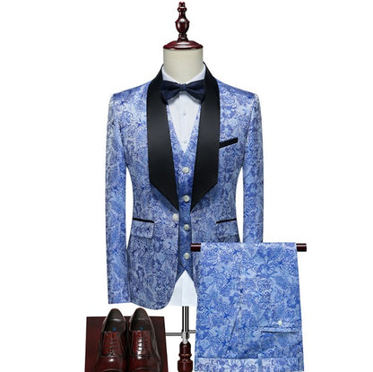 Completo da uomo 3 pezzi smoking set motivo floreale qualità premium blazer gilet e pantaloni set 3 pezzi festa di nozze e occasioni festive | 802 