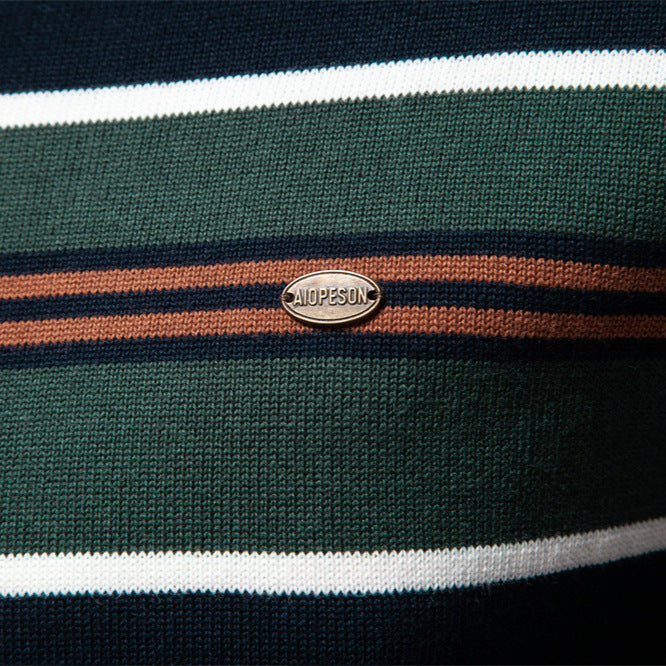 Winter-Rollkragenpullover aus Baumwolle mit Stehkragen, gerippter Business-Streifen für Herren | SW155 