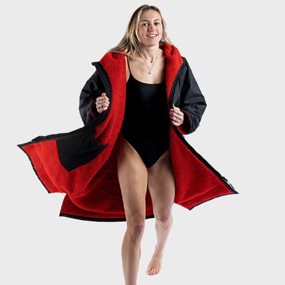 Warm Waterproof Swim Parka Oversized Hooded Changing Robe Sherpa Liner Swimming Coat Dry Surf Poncho |