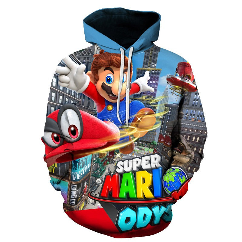 Super Mario Bros Printed Hoodie Pullover Autumn hip-hop Coat Sweatshirt Jumper | w17747