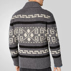 Stilvolle Slim Fit Jacquard-Strickjacke für Herren mit langen Ärmeln, lässiger Reverspullover | SY0013 