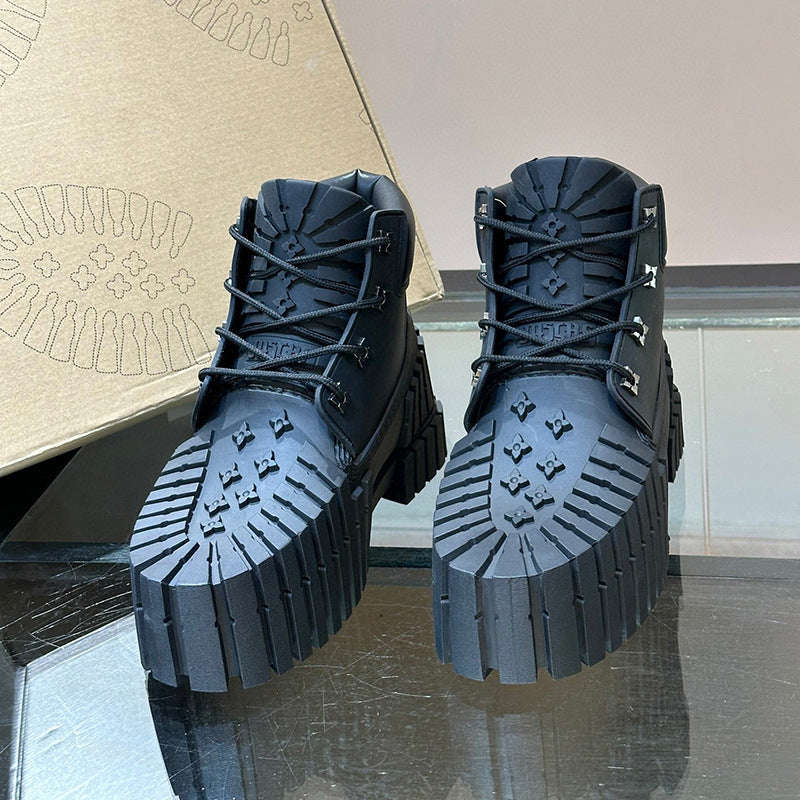 Puting Chunky Platform Martin Boots | Men's Thick-Soled Height-Increasing Ankle Boots | Waterproof Casual Short Boots | MD001