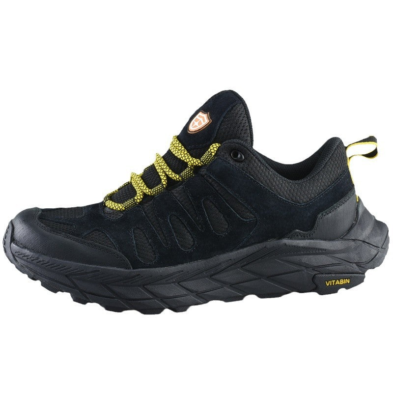 ECAF HTRON EHT Men‘s Genuine Leather Hiking Boots Thick Sole Outdoor Trail Shoes Anti-Slip & Breathable Trekking Trainers