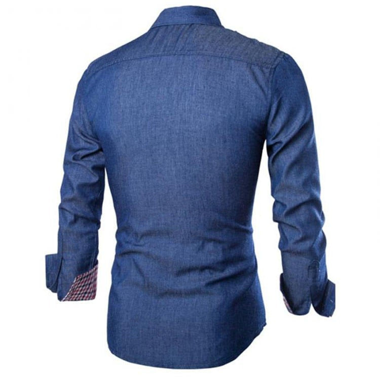 Camicia da uomo a maniche lunghe tinta unita vestibilità slim business casual | 1800-NY13 