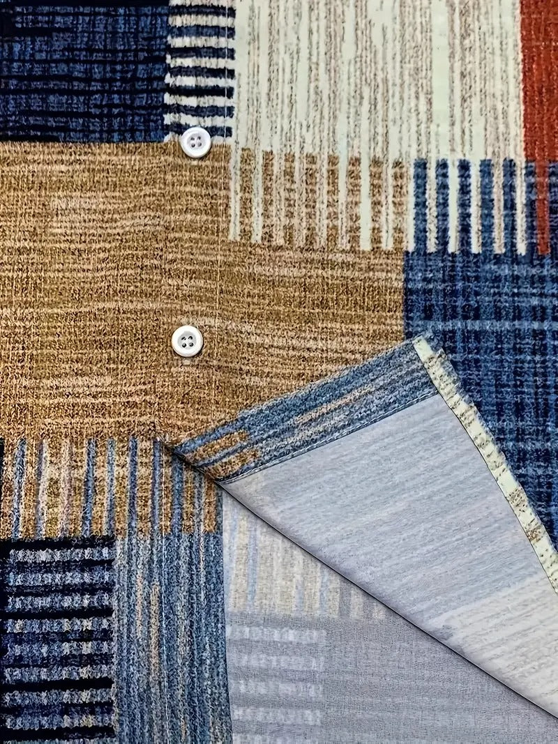 Sommer Essential Herren Kurzarmhemd mit 3D-Druck, knitterfrei, übergroß, lässig, Button-Up | F170P1016 