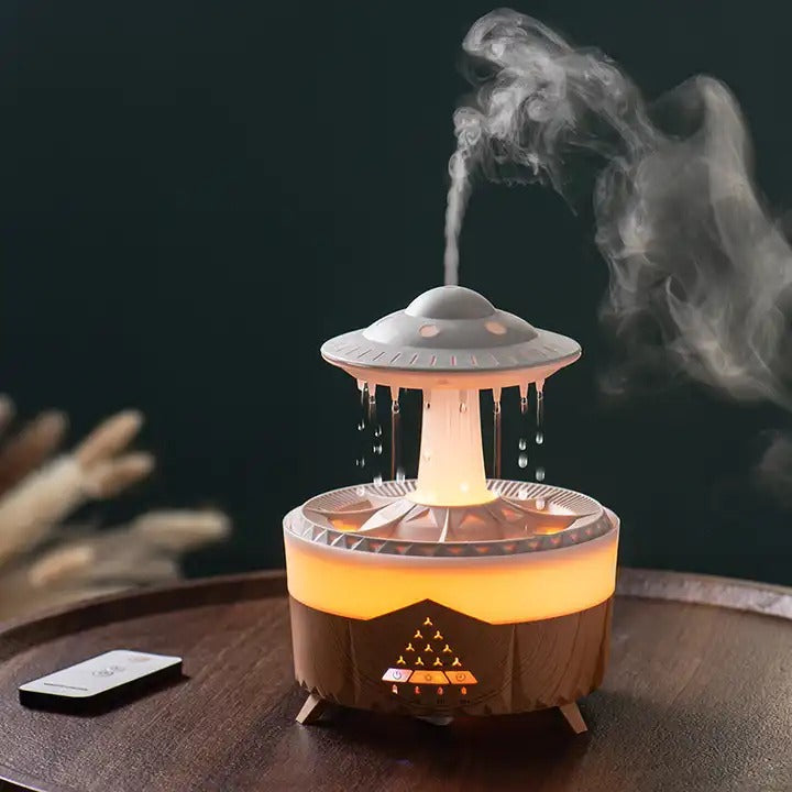 Fernbedienung Regentropfenwolke Luftbefeuchter 7 Farben LED Lampe UFO Aroma Diffusoren | X01 