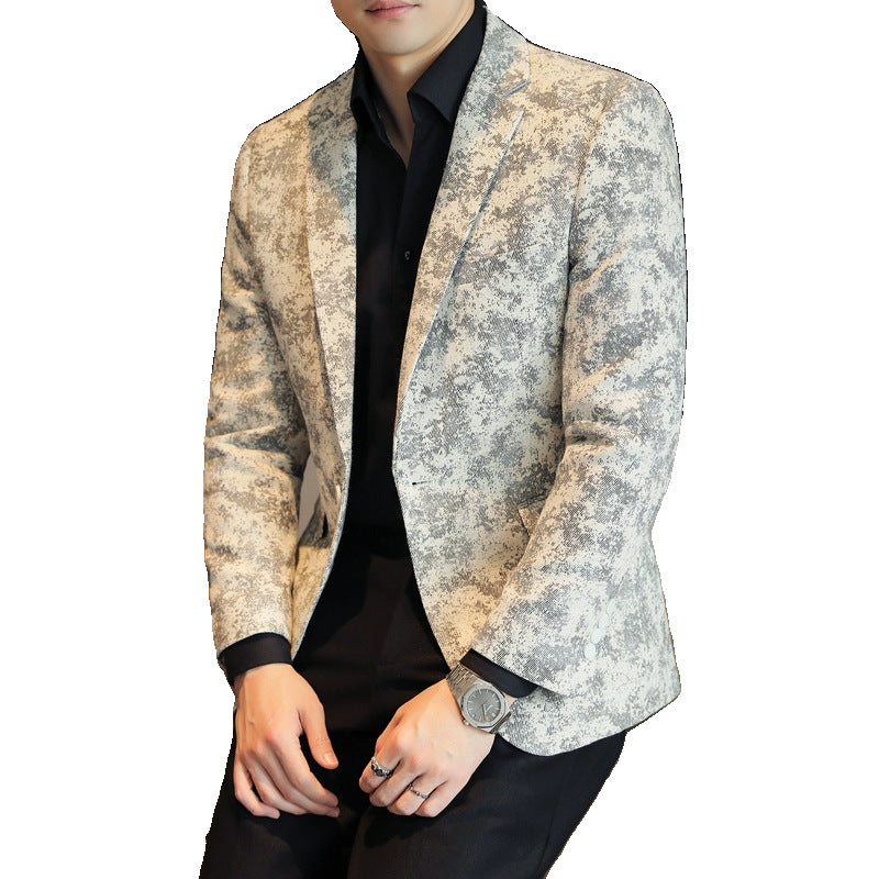 Men's Camouflage Print Slim Fit Blazer | Korean Style Single-Breasted Casual Sport Coat | DX6955